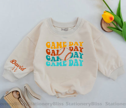 Custom Retro Baseball Romper: Game Day Outfit for Baby Fans