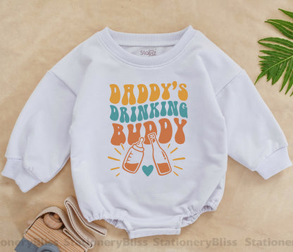 Vintage Daddy's Drinking Buddy Newborn Romper, Summer Baby Bodysuit