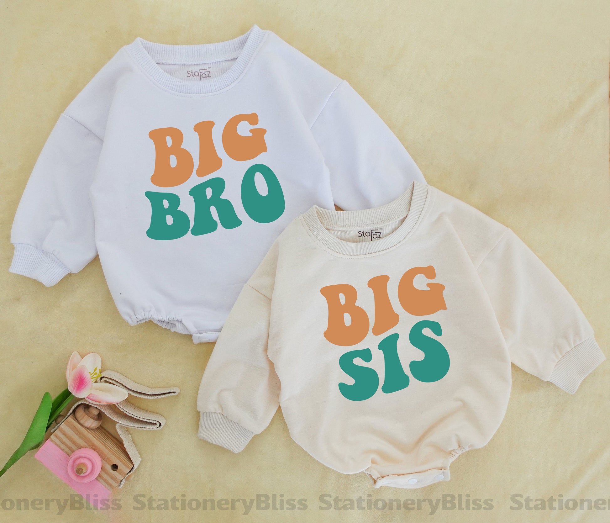 Retro Sibling Outfits: Big Bro, Little Sis, Newborn Bodysuits