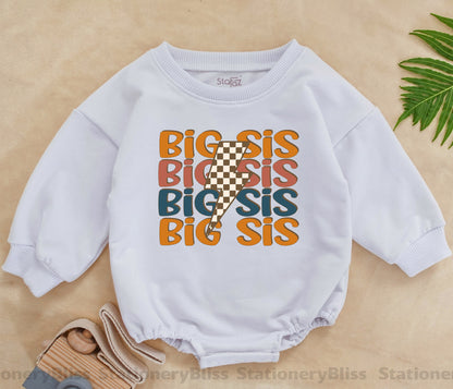 Retro Big Sister Romper & Bodysuit | Sibling & Neutral Baby Outfit