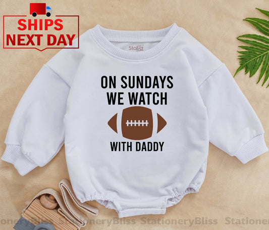 STAFAZ Sundays We Watch With Daddy Romper Fall Baby Clothes Daddy's Girl Football Outfit Cozy Baby Sweatshirt