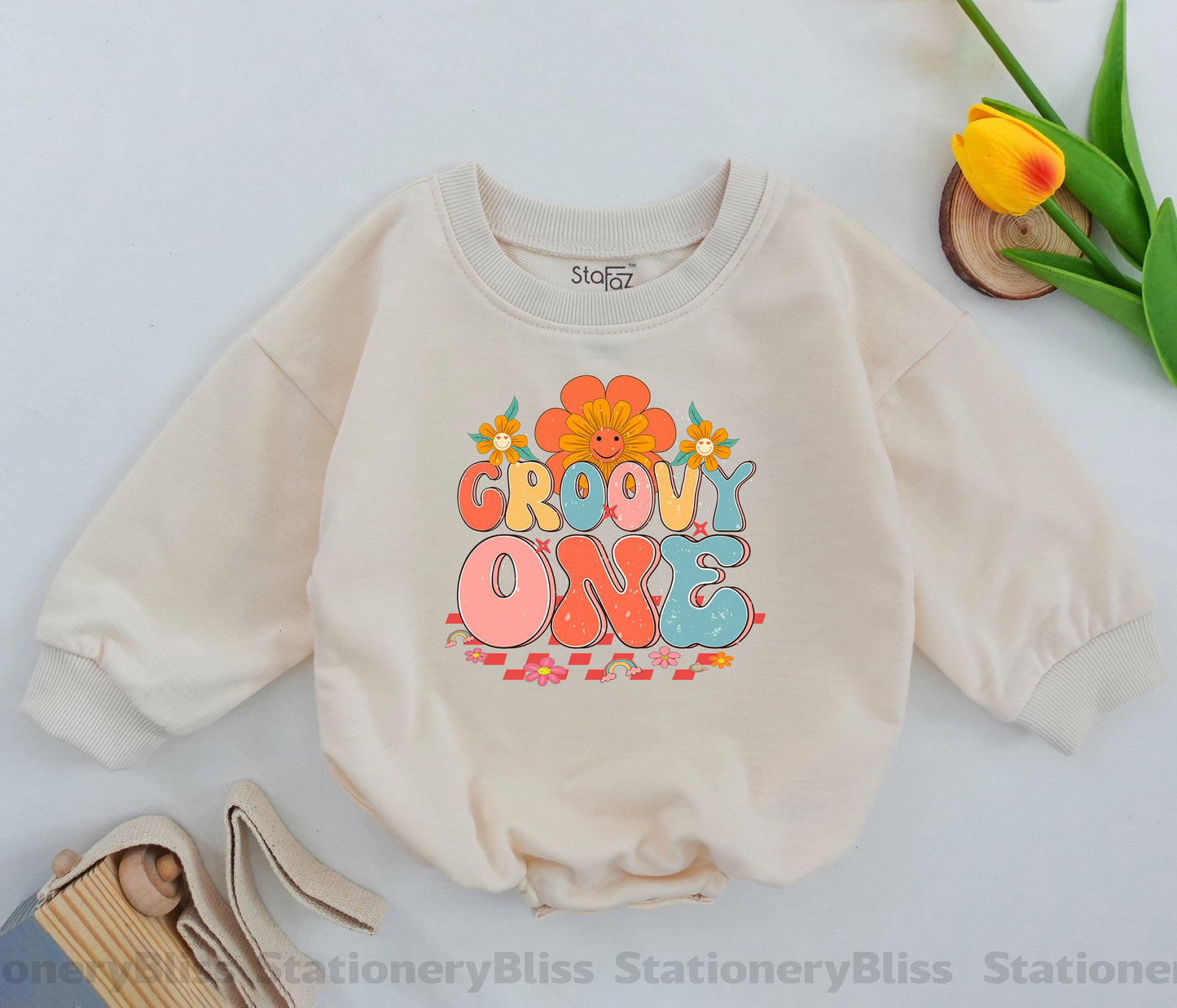 Retro Boho Baby Romper - Perfect for Her 1st Birthday Celebration