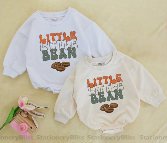 Retro Little Bean Baby Romper, Gender Neutral Infant Shower Gift