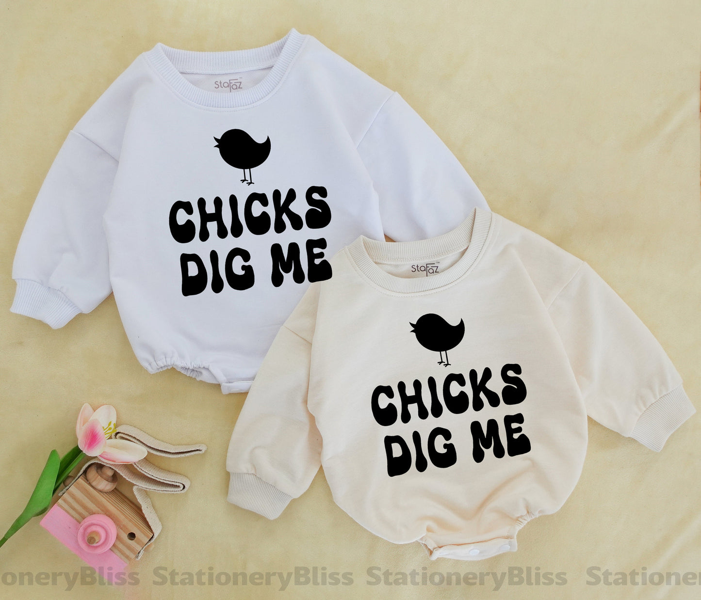 Retro “Chicks Love Me” Baby Bodysuit - Funny Gender Neutral Romper