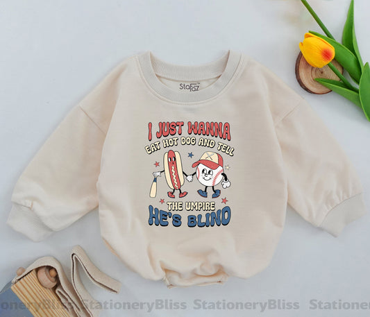 STAFAZ Game Day Baseball Romper Retro Jumpsuit for Baby Girls Cute One Piece Outfit Comfortable Cotton Toddler Ball Game Apparel