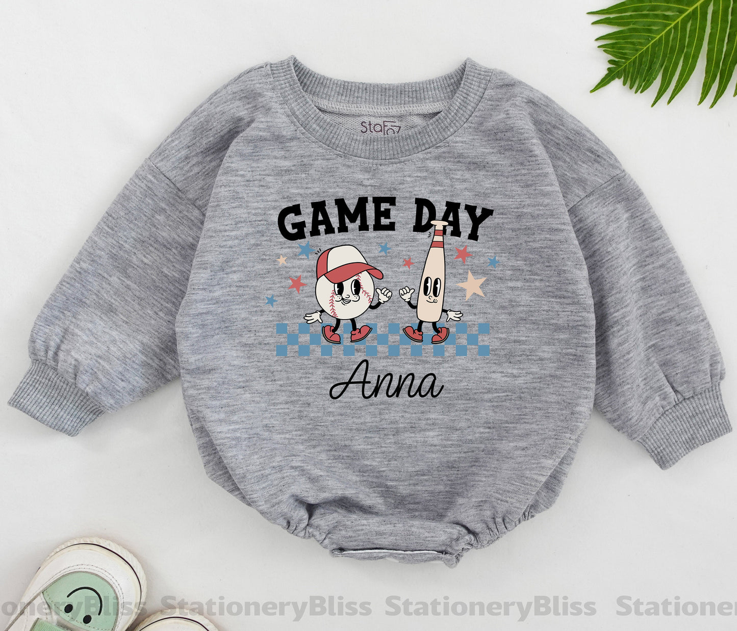 Retro Game Day Baby Romper, Baseball Outfit for Boys and Girls