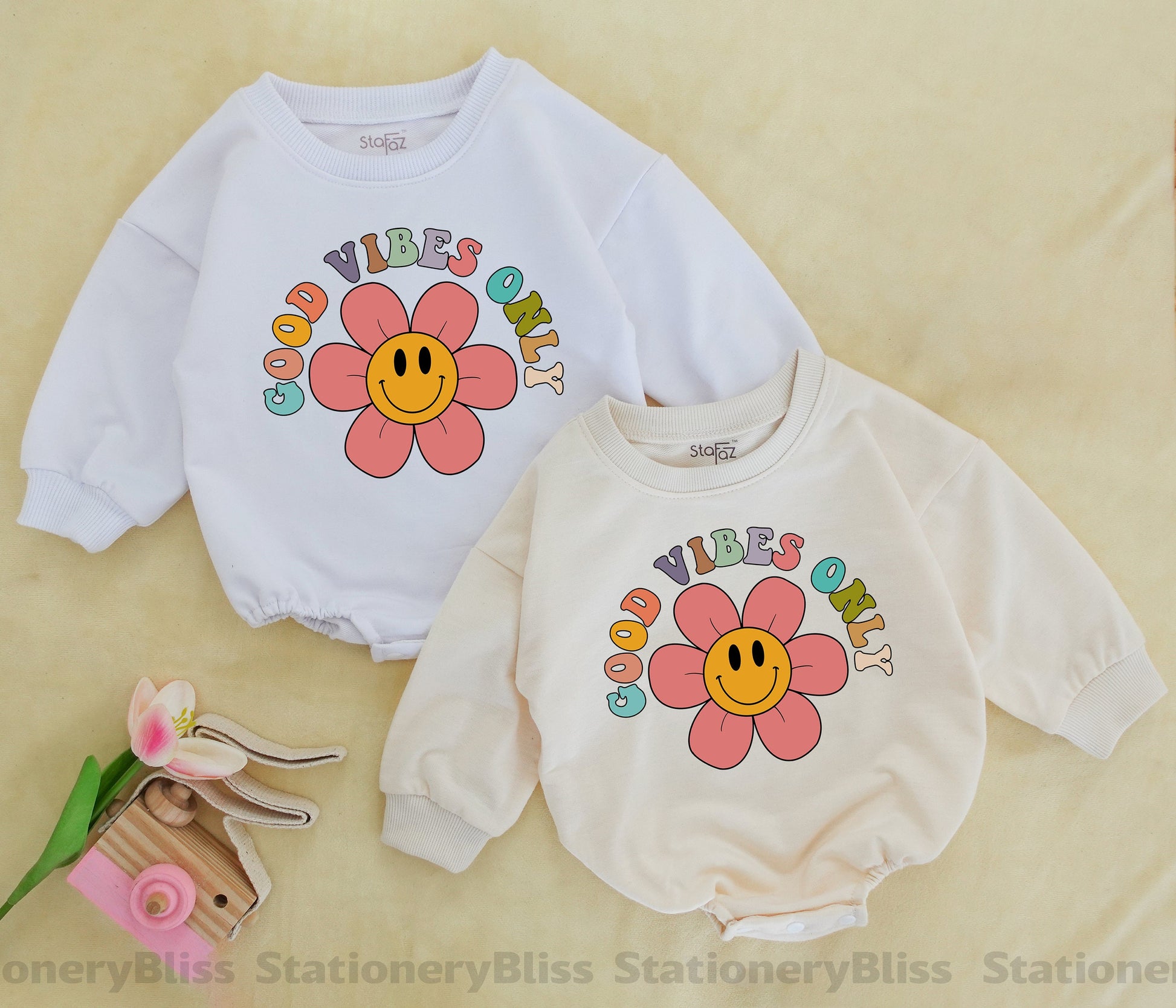 Retro Boho Vibes Baby Romper | Cute & Positive Infant Outfit