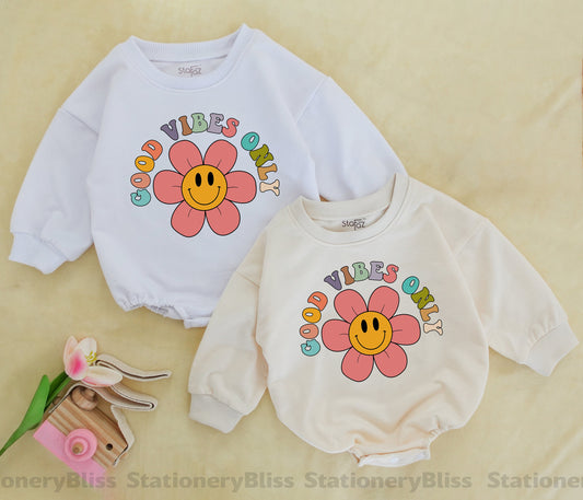 Retro Boho Vibes Baby Romper | Cute & Positive Infant Outfit