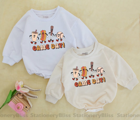 Retro Baby Baseball Romper - Cute Game Day One Piece Outfit