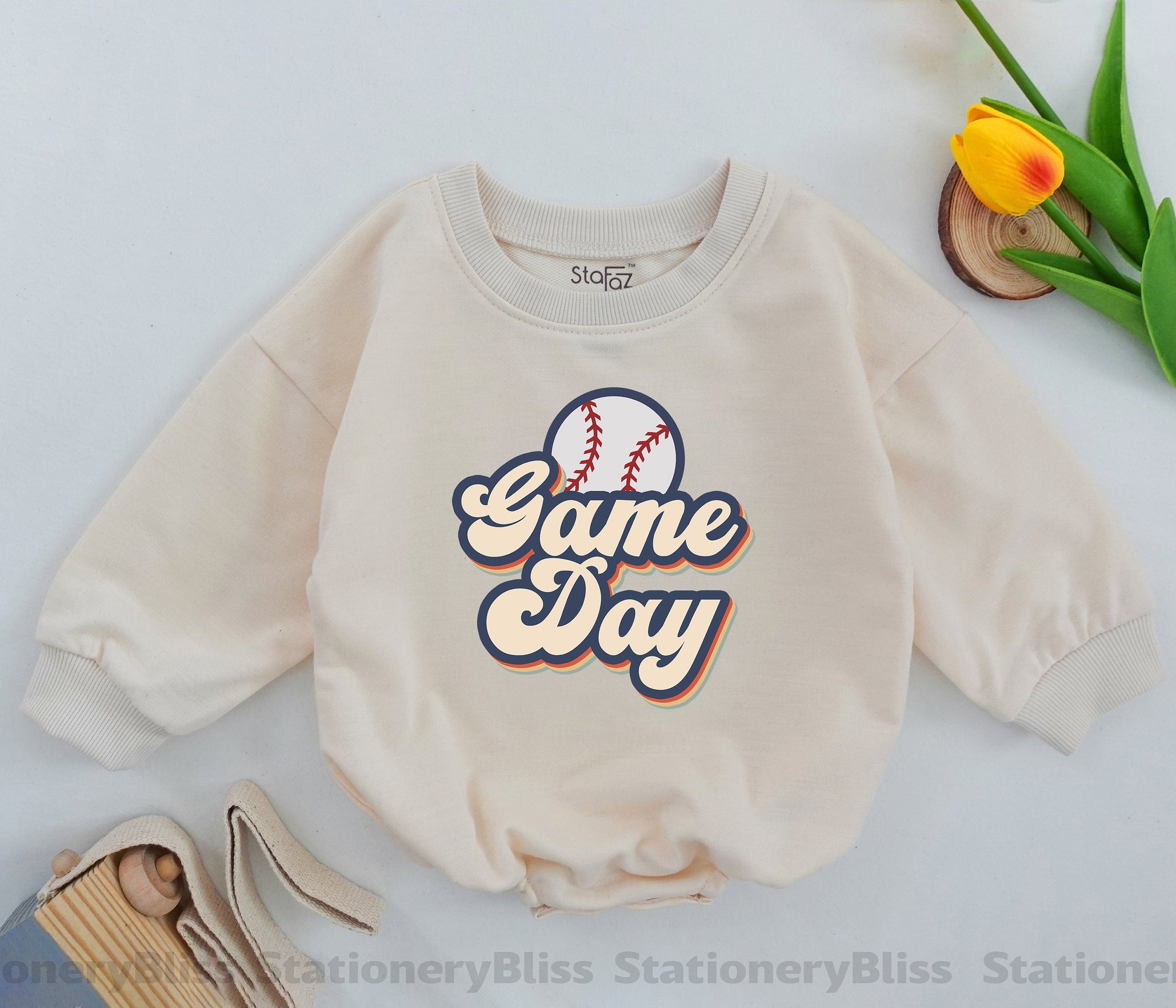Retro Baseball Game Day Bodysuit for Baby Girls Boys First Birthday One Piece Jumpsuit Comfortable Soft Infant Romper Outfit Gift
