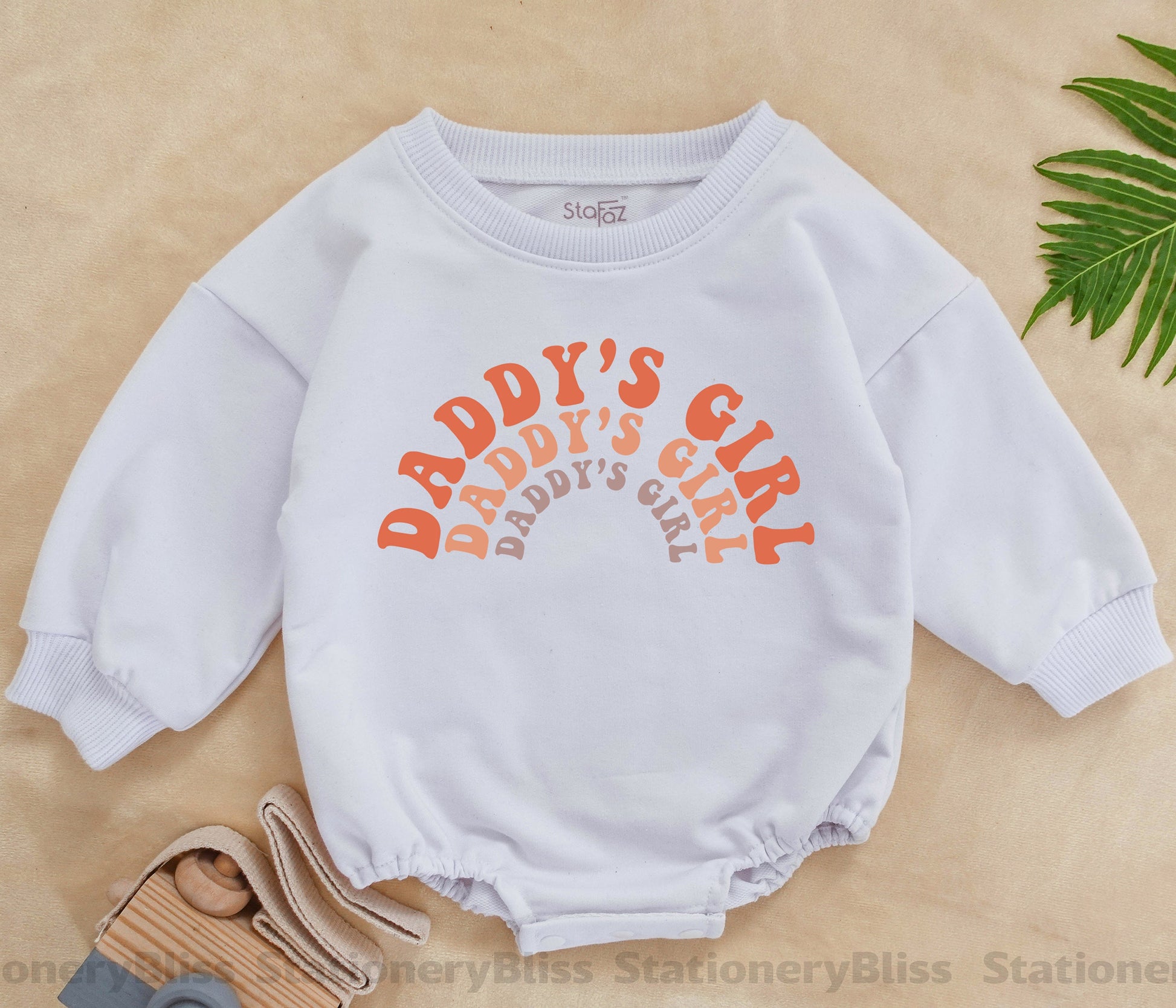 STAFAZ Retro Daddy's Girl Baby Romper Sweet Father's Day Outfit Natural Vintage Bodysuit for Baby Girl