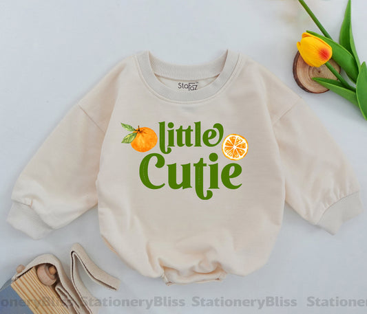 STAFAZ Little Cutie Baby Romper Orange Fruit One Piece Retro Natural Tee Newborn Bodysuit for First Birthday Girl Cute Baby Gift Casual Comfort