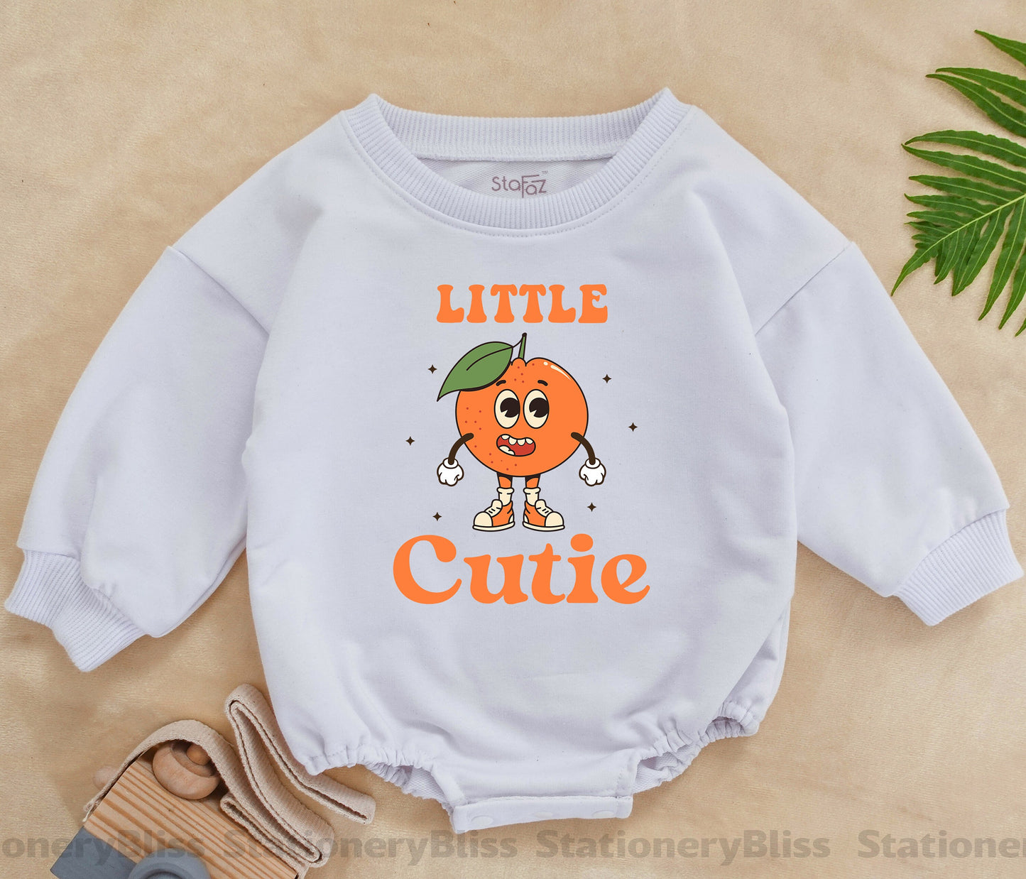 Retro Little Cutie Orange Romper – Gender Neutral Newborn Outfit