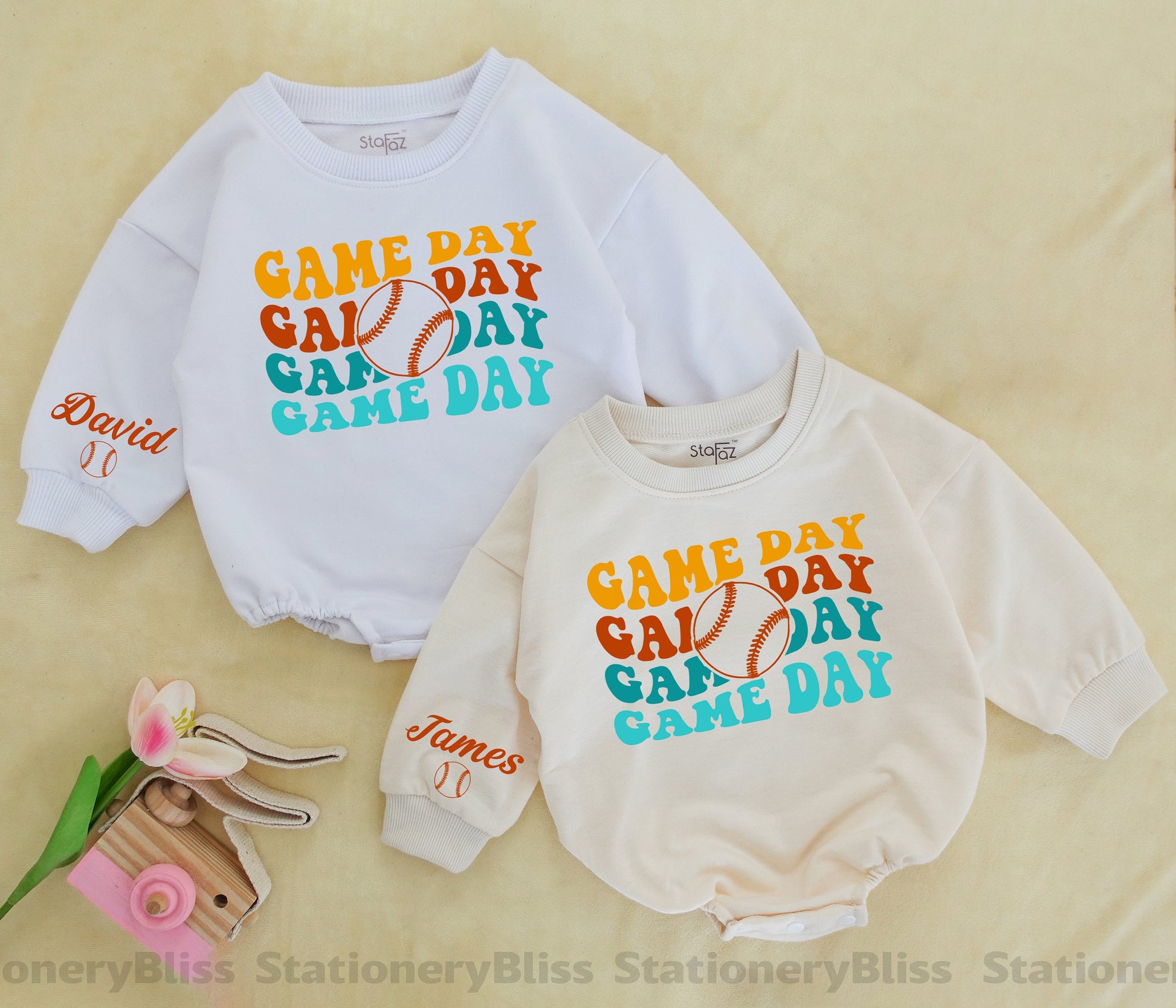 Custom Retro Baseball Romper: Game Day Outfit for Baby Fans