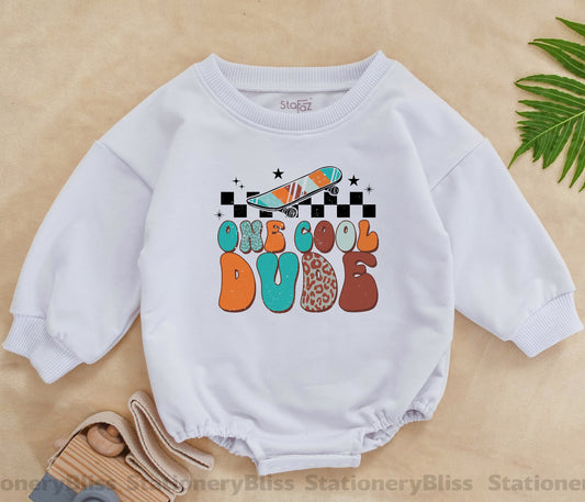 Retro One Year Birthday Romper | Cool Gender Neutral Baby Outfit