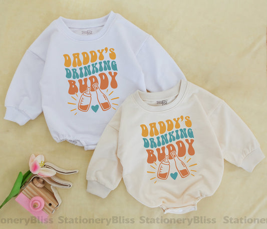 Vintage Daddy's Drinking Buddy Newborn Romper, Summer Baby Bodysuit