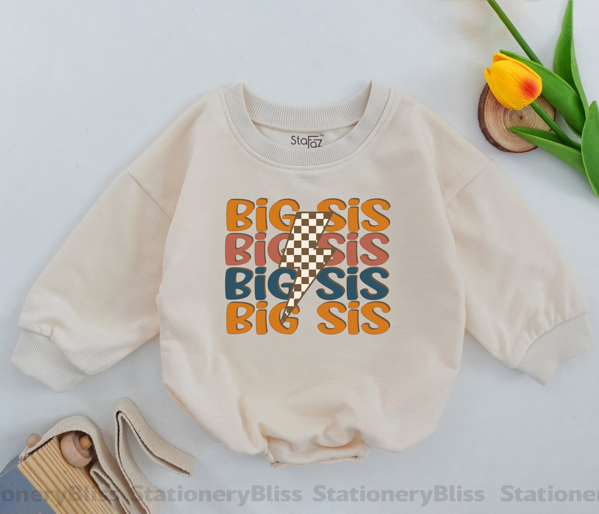 Retro Big Sister Romper & Bodysuit | Sibling & Neutral Baby Outfit