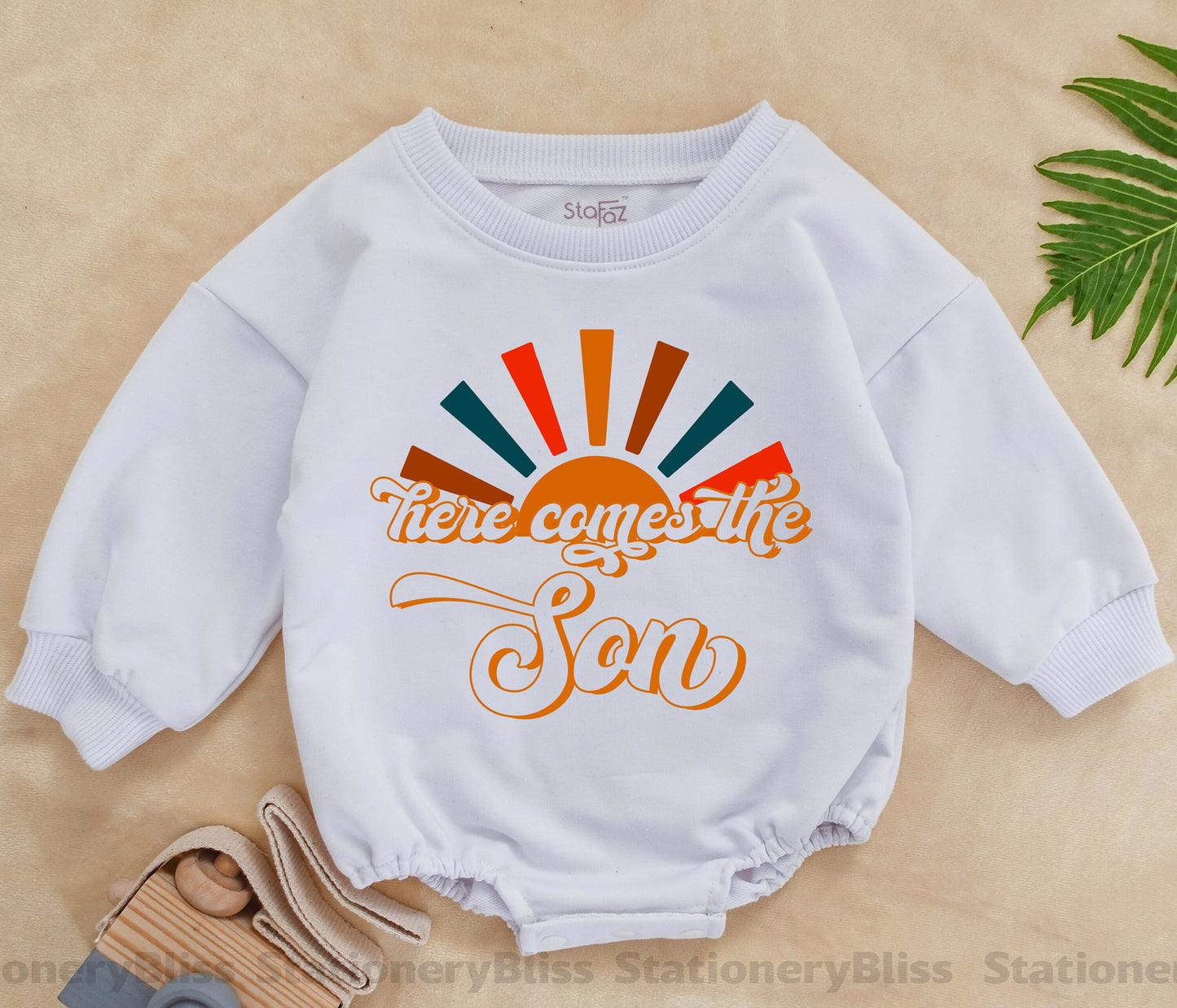 Retro Sunshine Baby Romper - Neutral Newborn Summer Bodysuit Gift