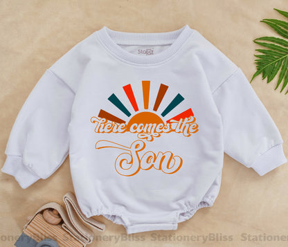 Retro Sunshine Baby Romper - Neutral Newborn Summer Bodysuit Gift