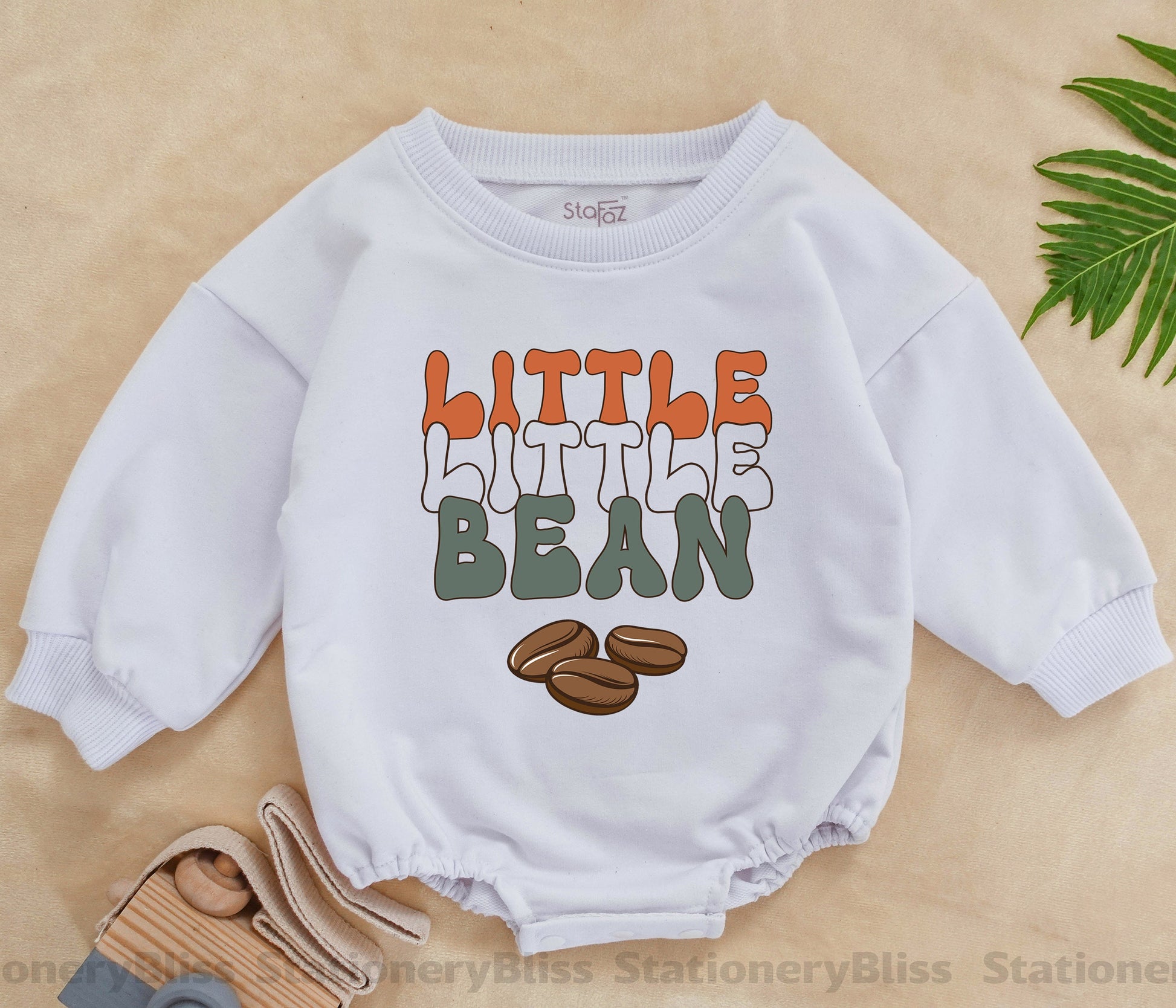 STAFAZ Retro Little Bean Baby Romper Newborn Outfit Gender Neutral Infant Baby Shower Gift Coffee Bodysuit