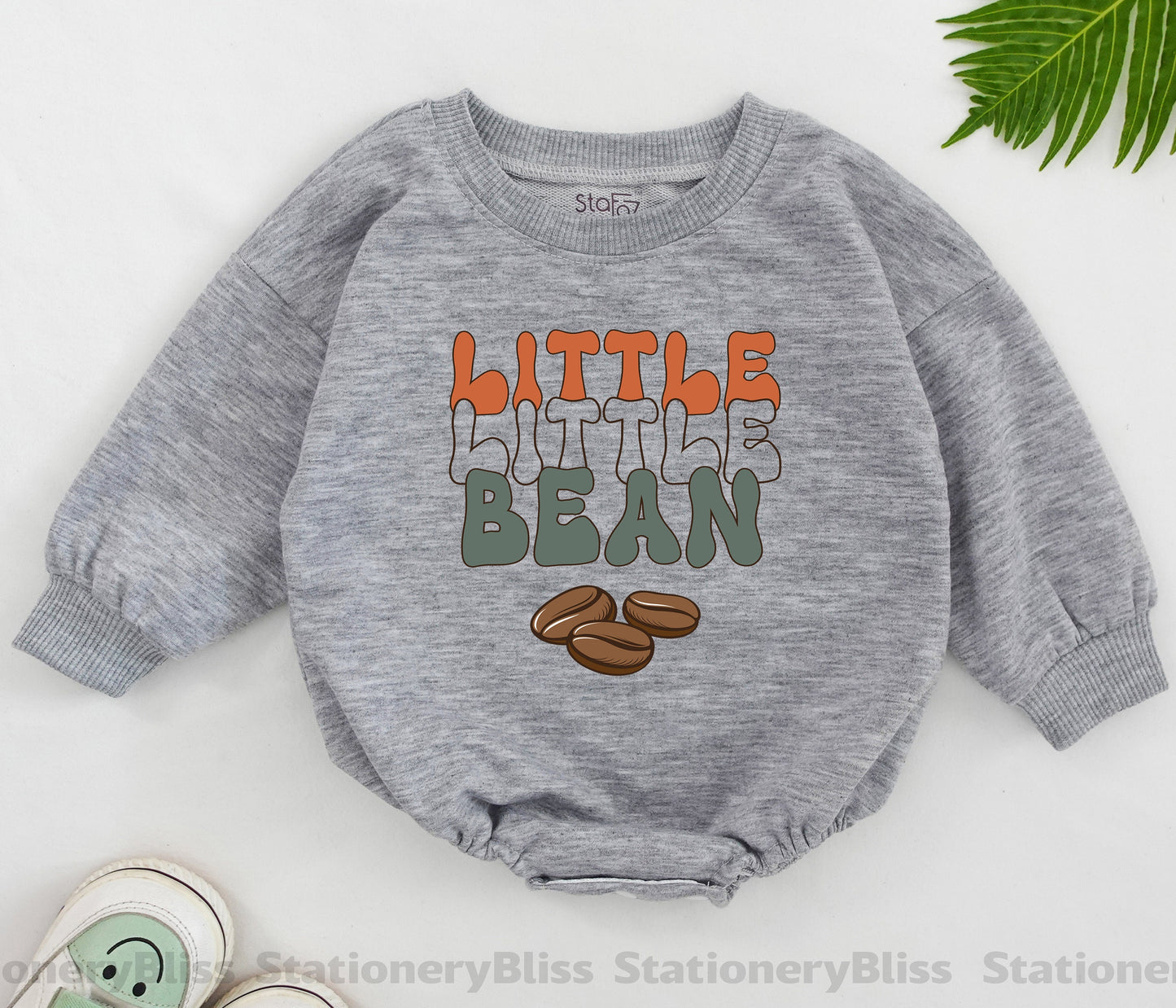 STAFAZ Retro Little Bean Baby Romper Newborn Outfit Gender Neutral Infant Baby Shower Gift Coffee Bodysuit