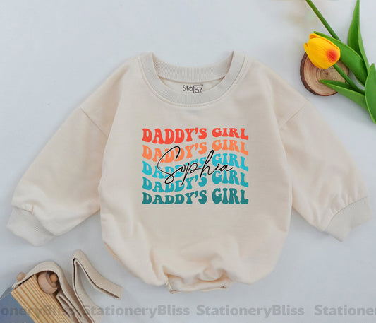 STAFAZ Retro Daddy's Girl Baby Romper Cute Infant Outfit for Father's Day Celebration Natural Design