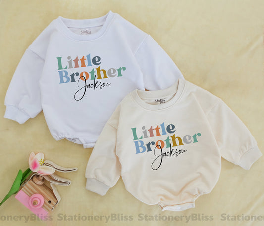 Vintage Lil Bro Romper & Tee Set: Retro Baby Sibling Outfit