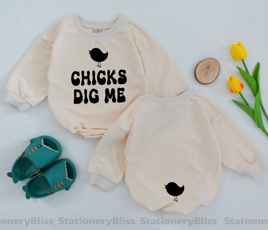 Retro “Chicks Love Me” Baby Bodysuit - Funny Gender Neutral Romper