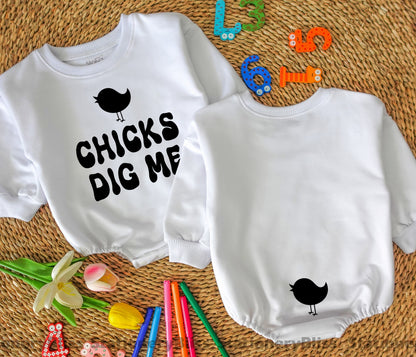Retro “Chicks Love Me” Baby Bodysuit - Funny Gender Neutral Romper