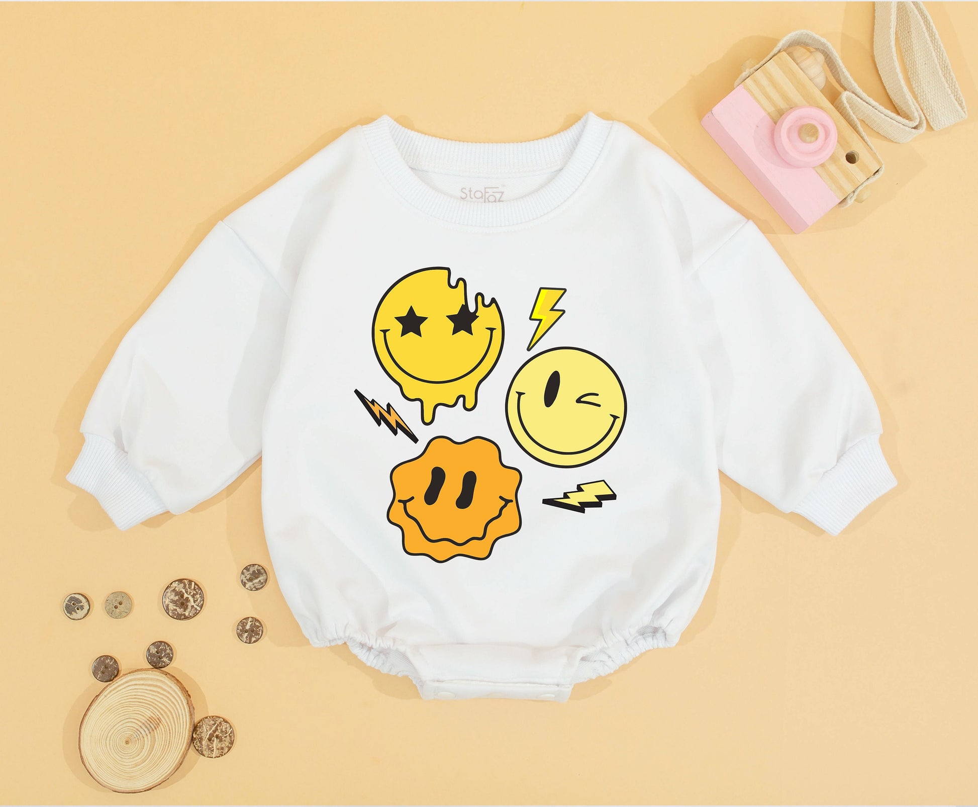 Retro Smile Face Romper - Perfect Birthday Outfit for Toddlers