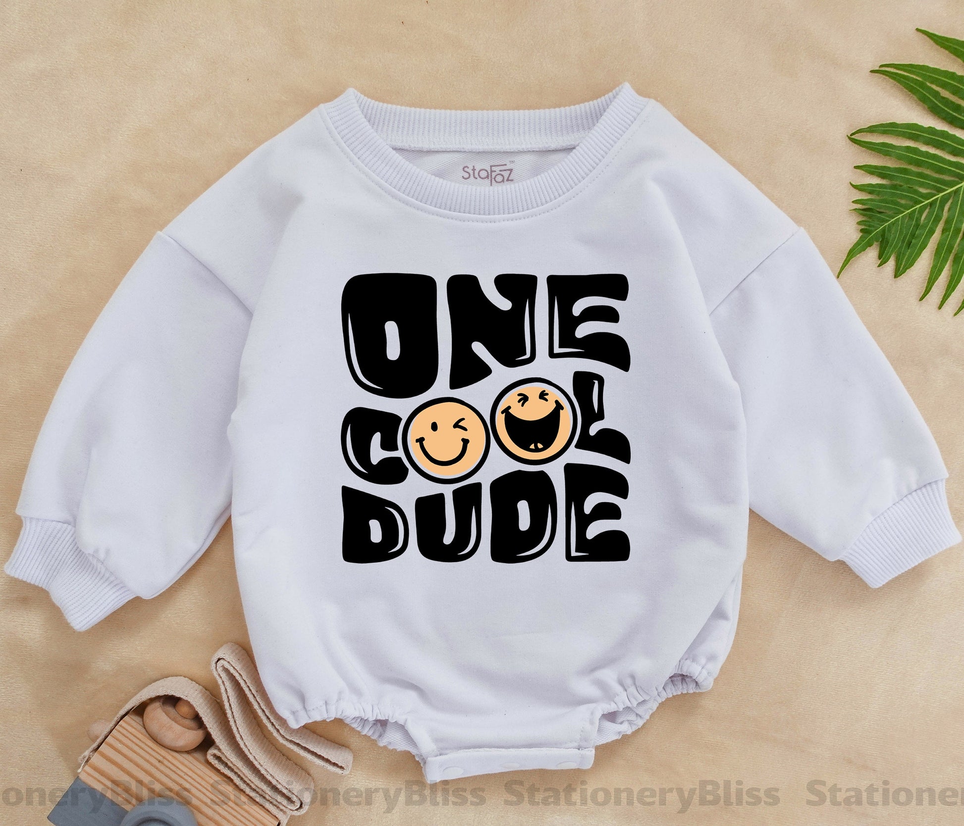 Cool Dude 1st Birthday Romper, Retro Smile Face Baby Outfit Gift