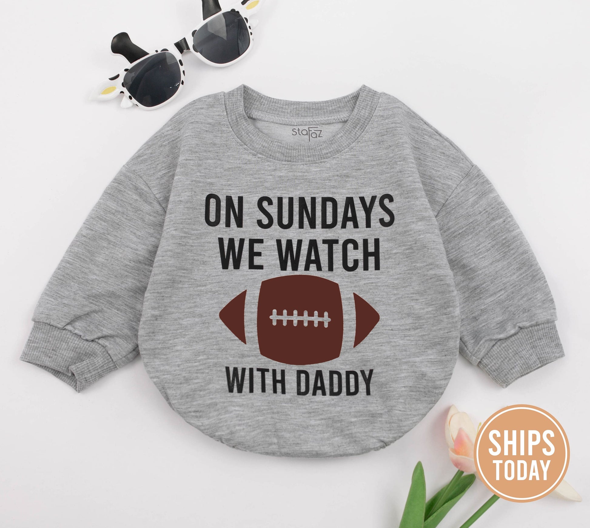 Daddy's Little Fan: Cozy Fall Football Romper for Babies