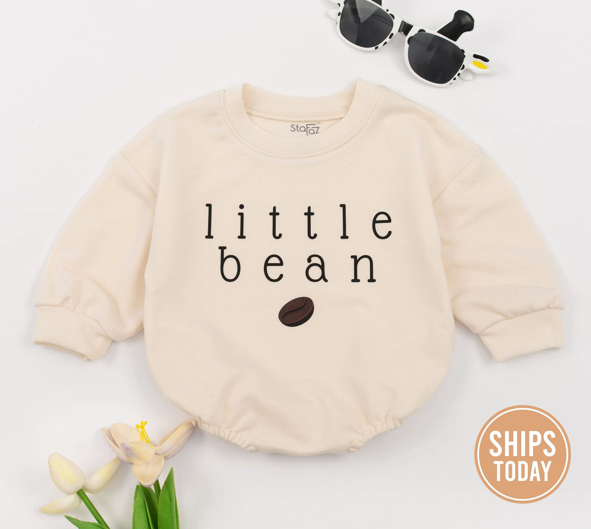 Cozy Coffee Baby Romper - Unisex, Minimalist, Gender Neutral Outfit