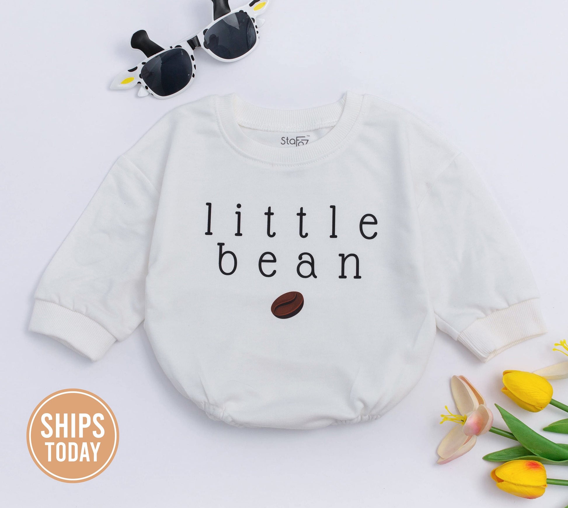 Cozy Coffee Baby Romper - Unisex, Minimalist, Gender Neutral Outfit