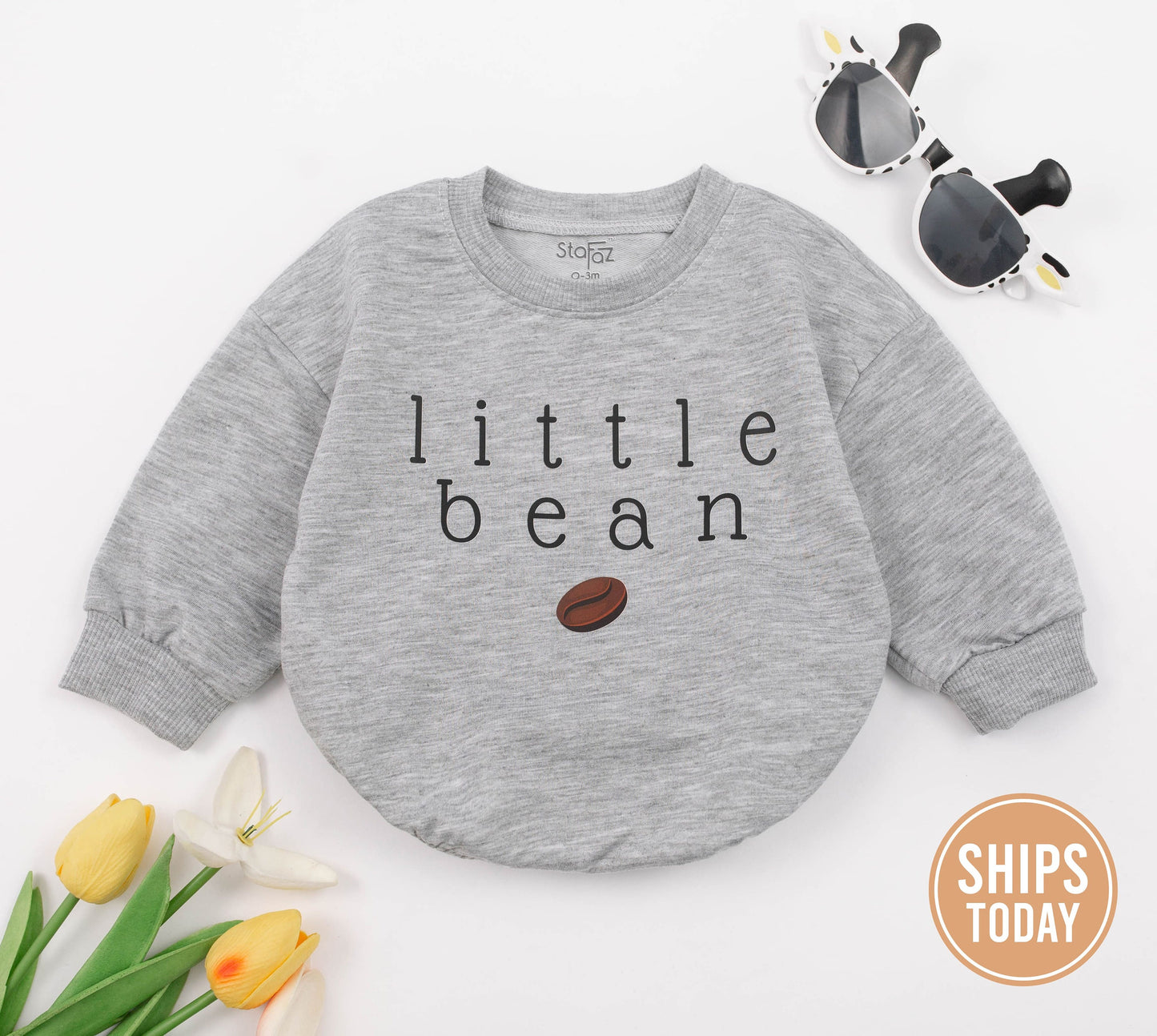 Cozy Coffee Baby Romper - Unisex, Minimalist, Gender Neutral Outfit