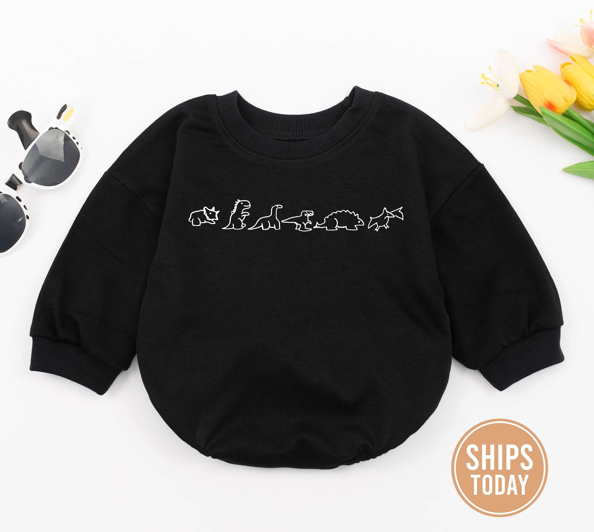 Dinosaur Bubble Romper & Sweater - Unisex Baby Outfit Gift Idea