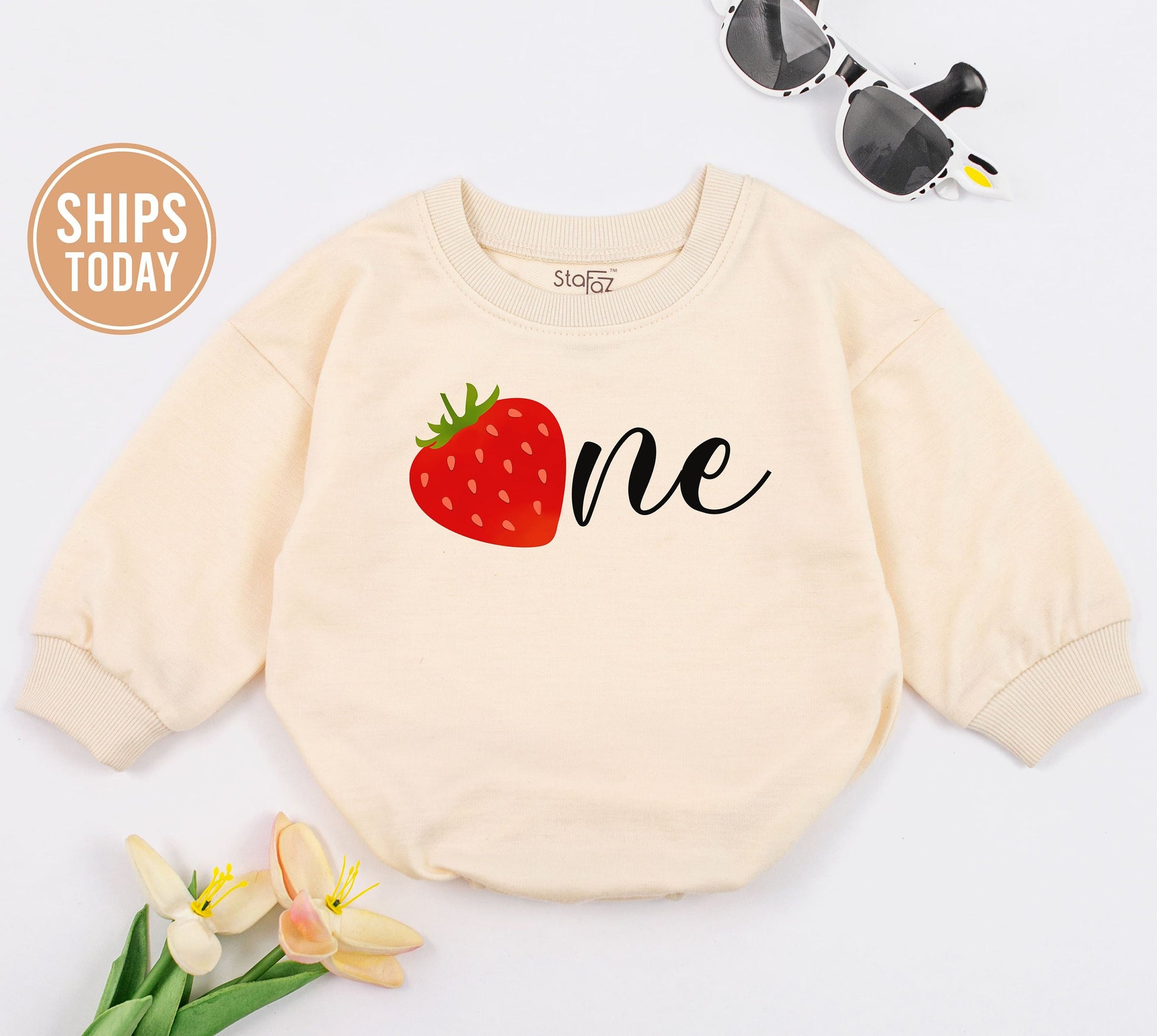 Strawberry Romper, Baby Outfit, Baby Girl Clothes, Toddler Girls Clothing, Birthday Strawberry Romper, 1st Birthday Bodysuit, Birthday Gifts
