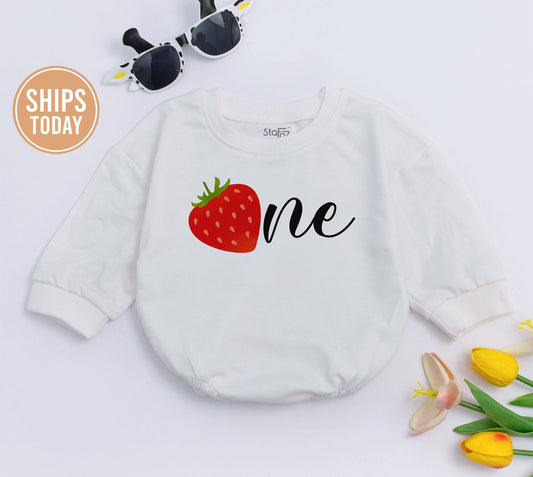 Strawberry Romper, Baby Outfit, Baby Girl Clothes, Toddler Girls Clothing, Birthday Strawberry Romper, 1st Birthday Bodysuit, Birthday Gifts