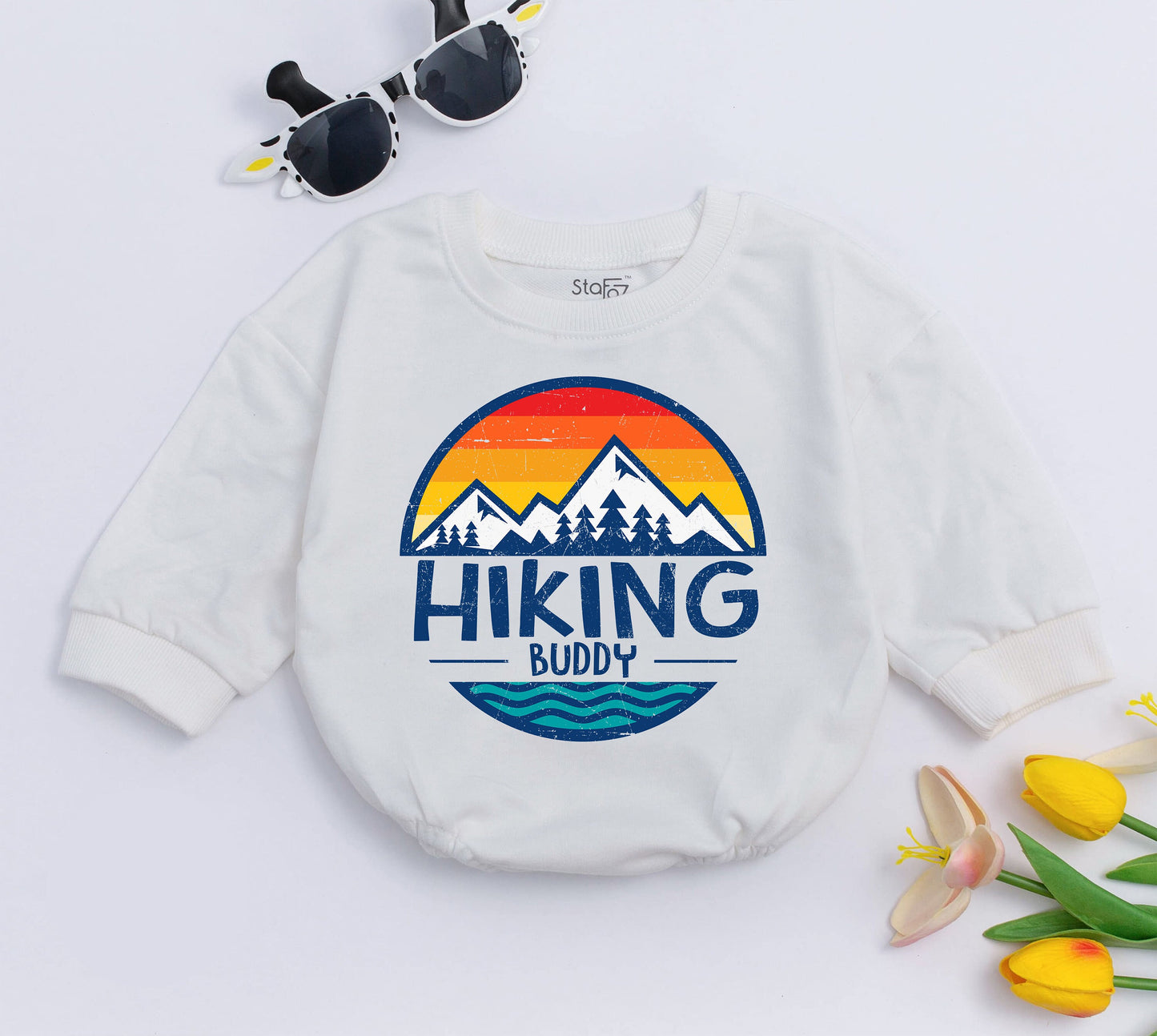 Adventurous Baby Romper: Cute Hiking & Camping Bodysuit Outfit