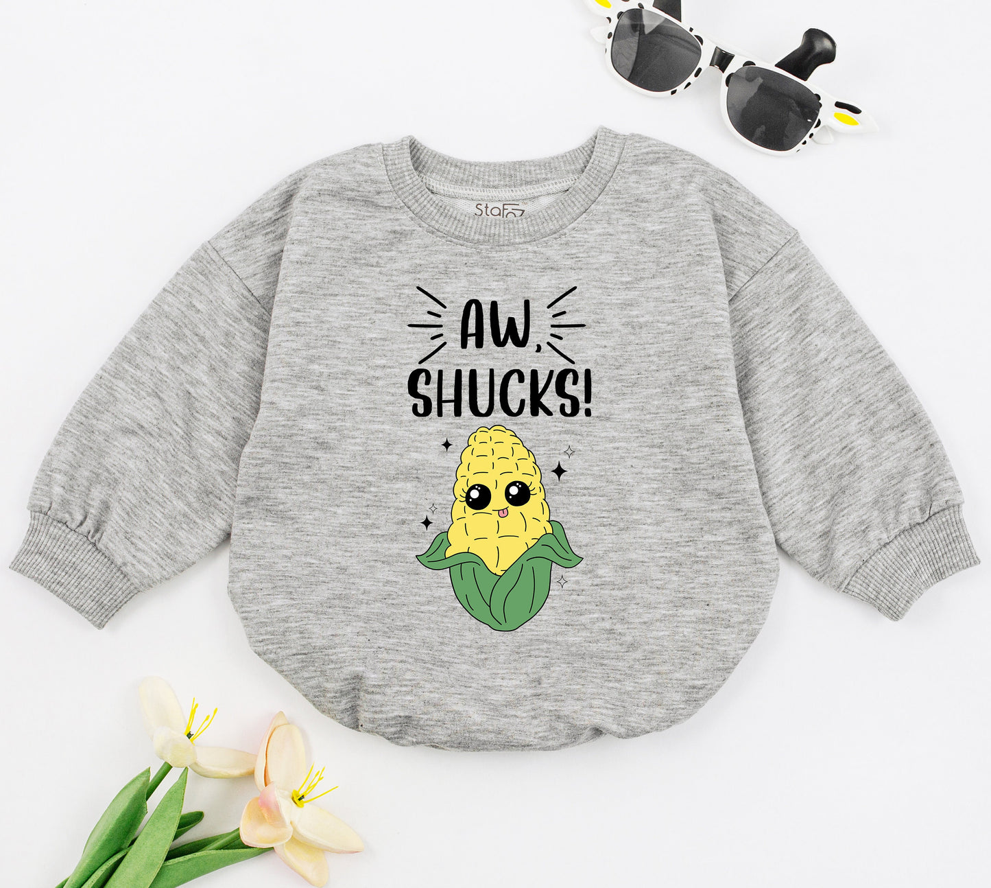 Corn-Themed Baby Romper: Funny Farm Bodysuit for Adorable Babies