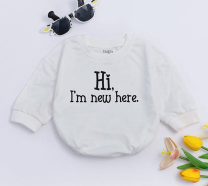 Newborn Bodysuit: "Hi, I'm New Here" Take Home Baby Outfit