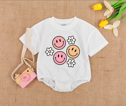 Groovy Smile Romper - Retro Birthday Outfit for Babies & Toddlers