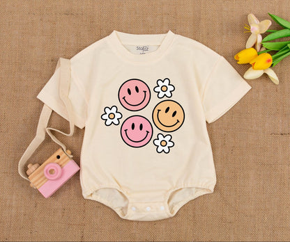 Groovy Smile Romper - Retro Birthday Outfit for Babies & Toddlers