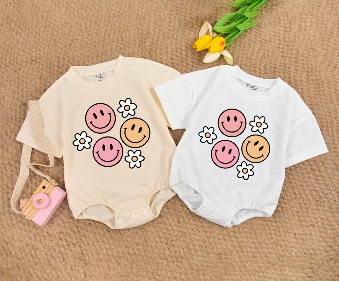 Groovy Smile Romper - Retro Birthday Outfit for Babies & Toddlers