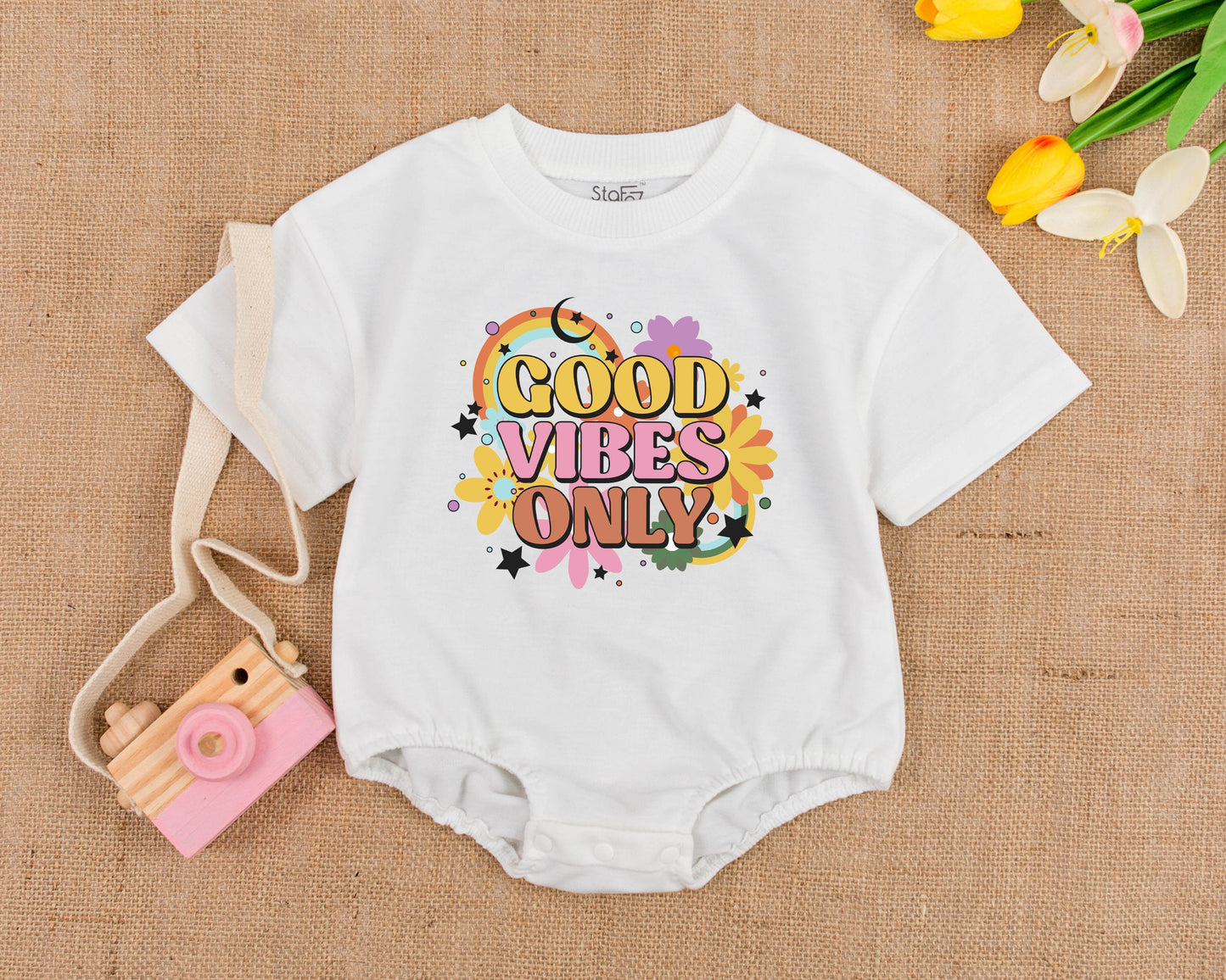 Vintage Boho Baby Romper - Retro Summer Birthday Bodysuit