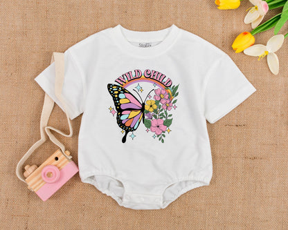 Hippie Butterfly Bubble Romper - Vintage Boho Baby Outfit