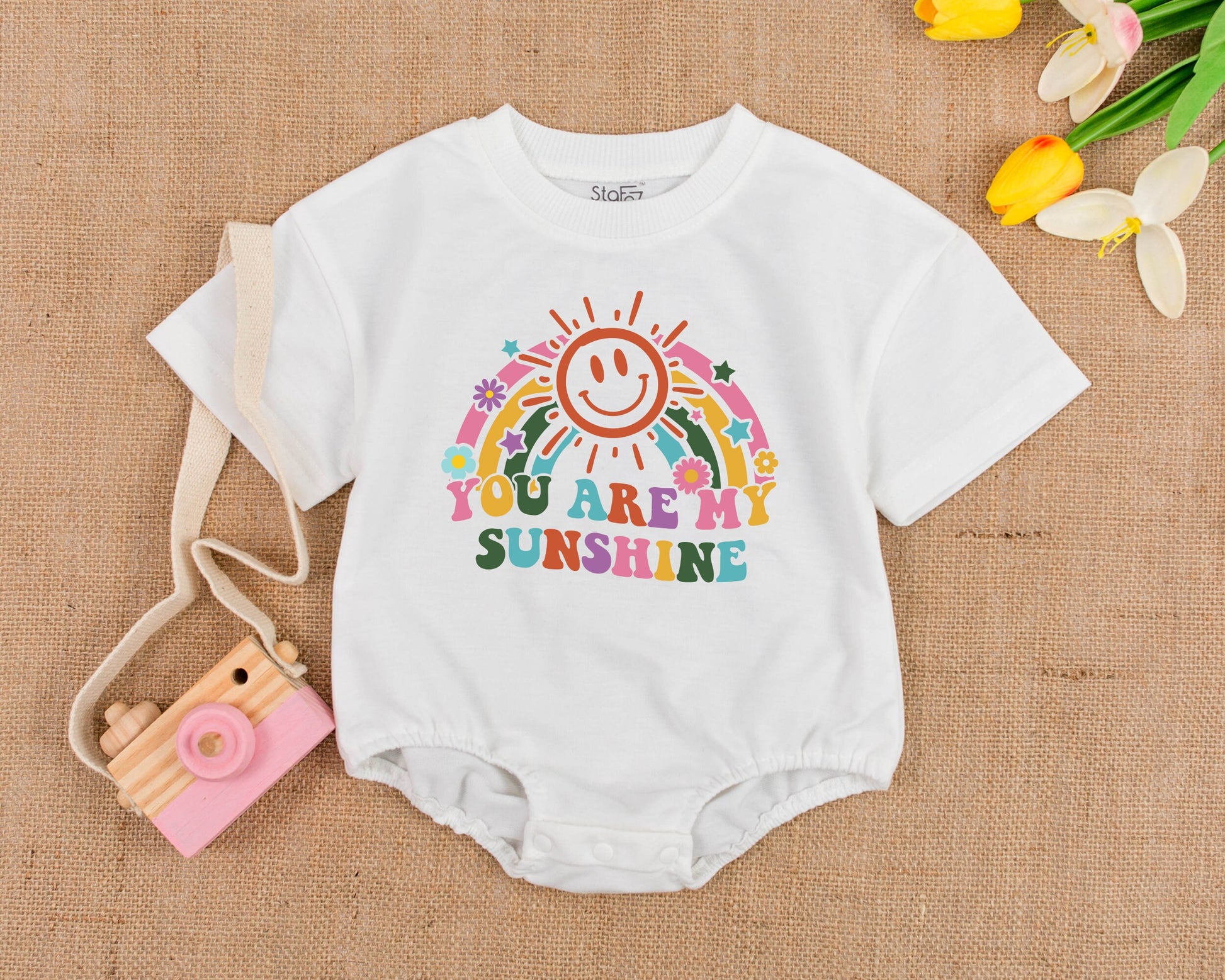 Groovy Sunshine Boho Baby Romper – Vintage Hippie Bubble Outfit