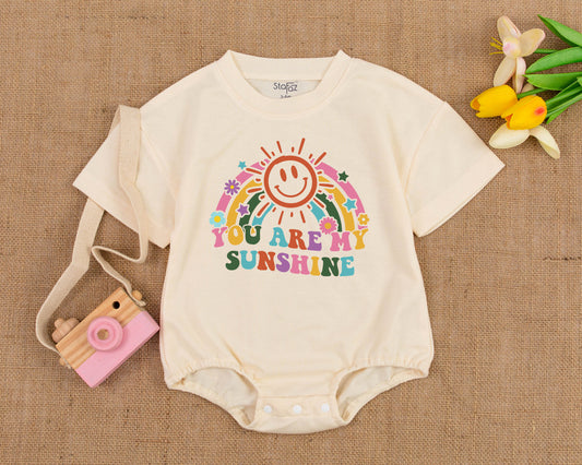 Groovy Sunshine Boho Baby Romper – Vintage Hippie Bubble Outfit