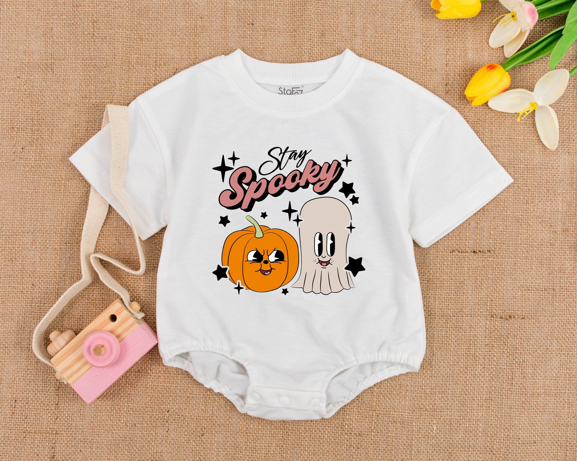 Retro Halloween Bodysuit - Cute Ghost Bubble Romper for Babies