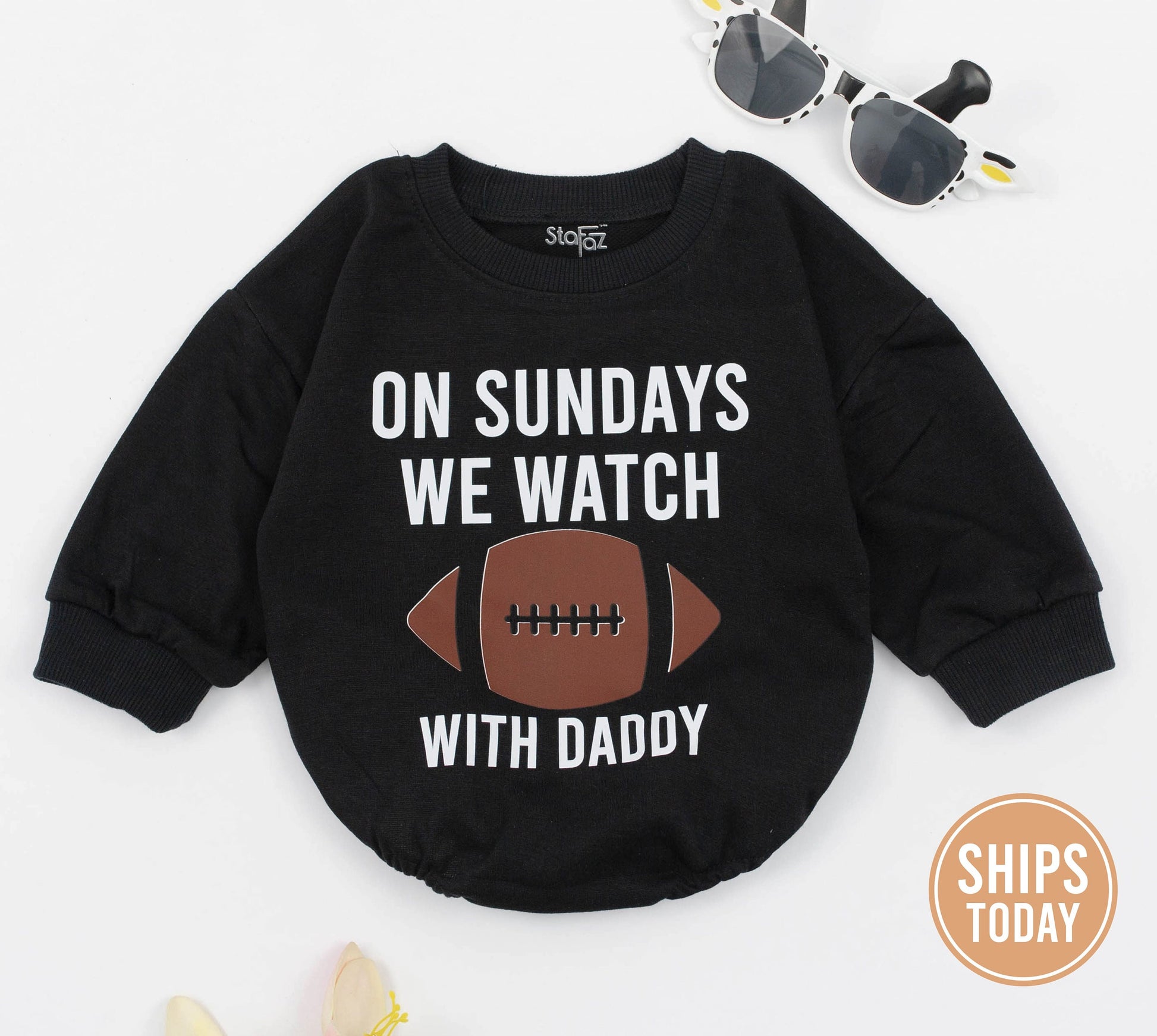 Daddy's Little Fan: Cozy Fall Football Romper for Babies